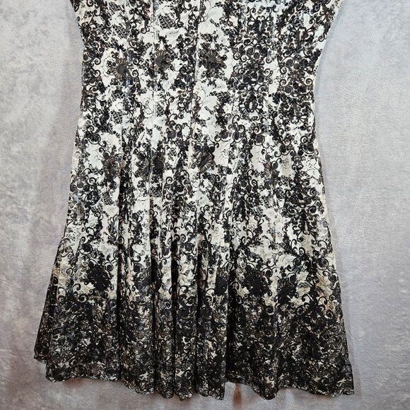 Danny & Nicole Black White Flared midi dress Womens 14 party lacy feminine - Picture 5 of 14